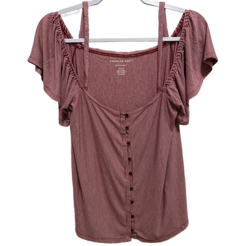 0362 American Eagle Spaghetti Straps Low Scoop Neck Top Sz.L Womens